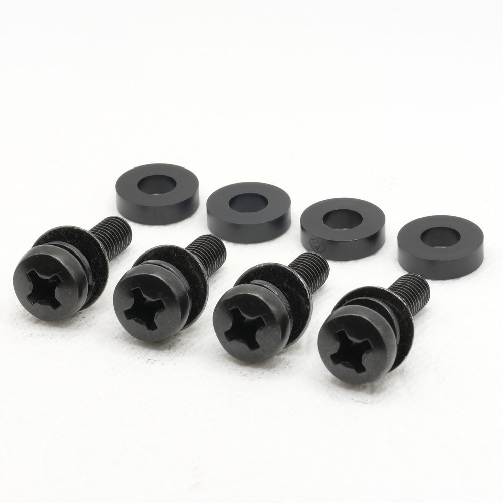 ReplacementScrews M8 Wall Mount Screws Compatible with Samsung 18-20mm Installations (1.25mm Pitch) Complete kit with Screws, Washers and Spacers - Black Plated.