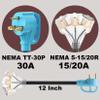 CircleCord 30 Amp to 110V RV/Generator Distribution Adapter Cord, NEMA TT-30P Male to 3X 5-15R/5-20R T-Blade Household Outlet Female with LED Power Indicator 3750W view 2