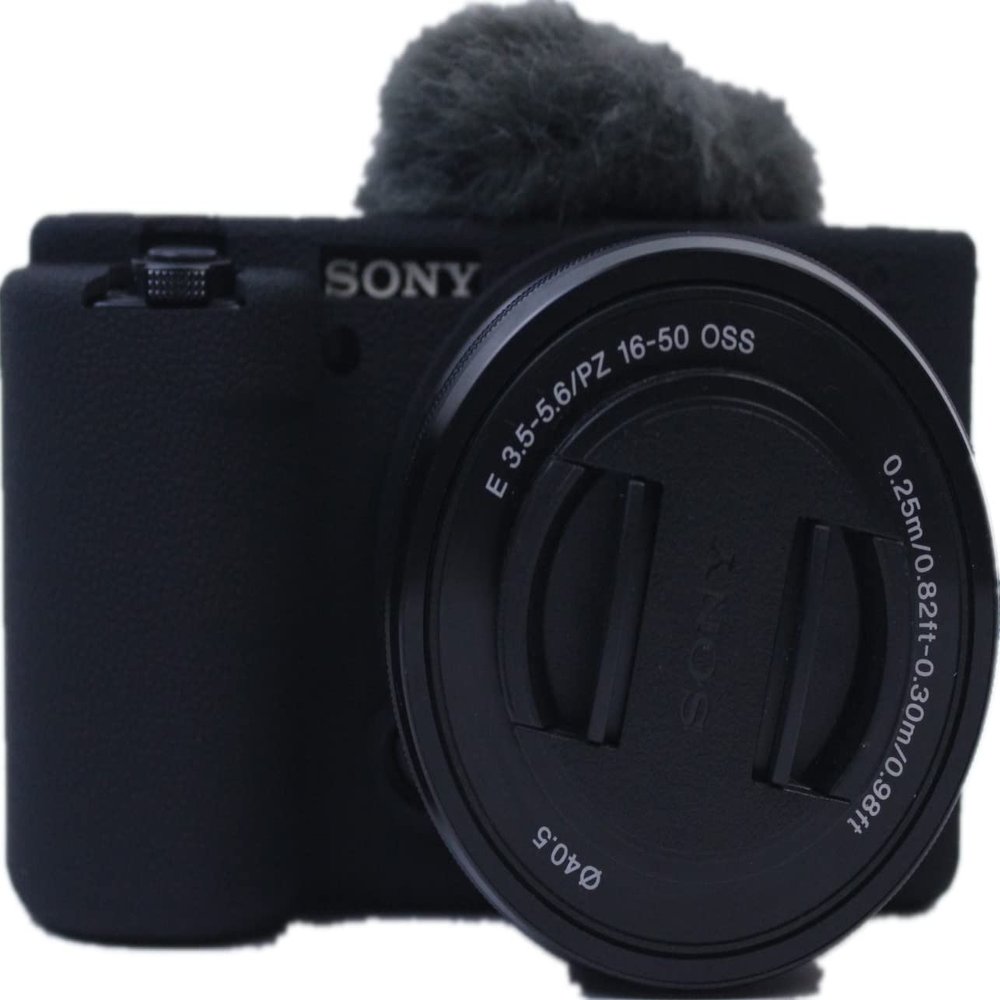 BolinUS ZV-E10 Case, Fullbody Ultra-thin Lightweight Rubber Soft Silicone Housing Case Bag Cover for Sony Alpha ZV-E10 ZVE10 (Black)