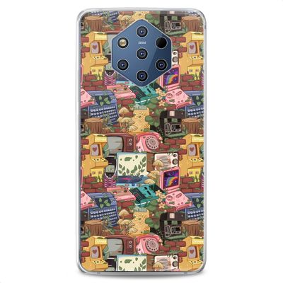 Cavka TPU Case Replacement for Nokia 9 PureView Xr20 1 Plus 8.3 5G 8.1 C30 C01 X10 Clear Design Flexible Lightweight Vintage Soft Typewriter Silicone Leaves Floral Record Player Slim fit Print