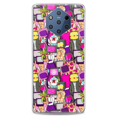 Cavka TPU Case Replacement for Nokia 9 PureView Xr20 1 Plus 8.3 5G 8.1 C30 C01 X10 Print Soft TV Head Robots Cute Anxiety Silicone Geeky Design Clear Anime Flexible Slim fit Lightweight