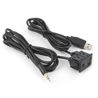 Car AUX USB Cable,AUX Embedded Installation USB Port Headphone Jack Panel Mounting 3.5mm AUX Extension Cable Adapter Flush Mount for Car Boat