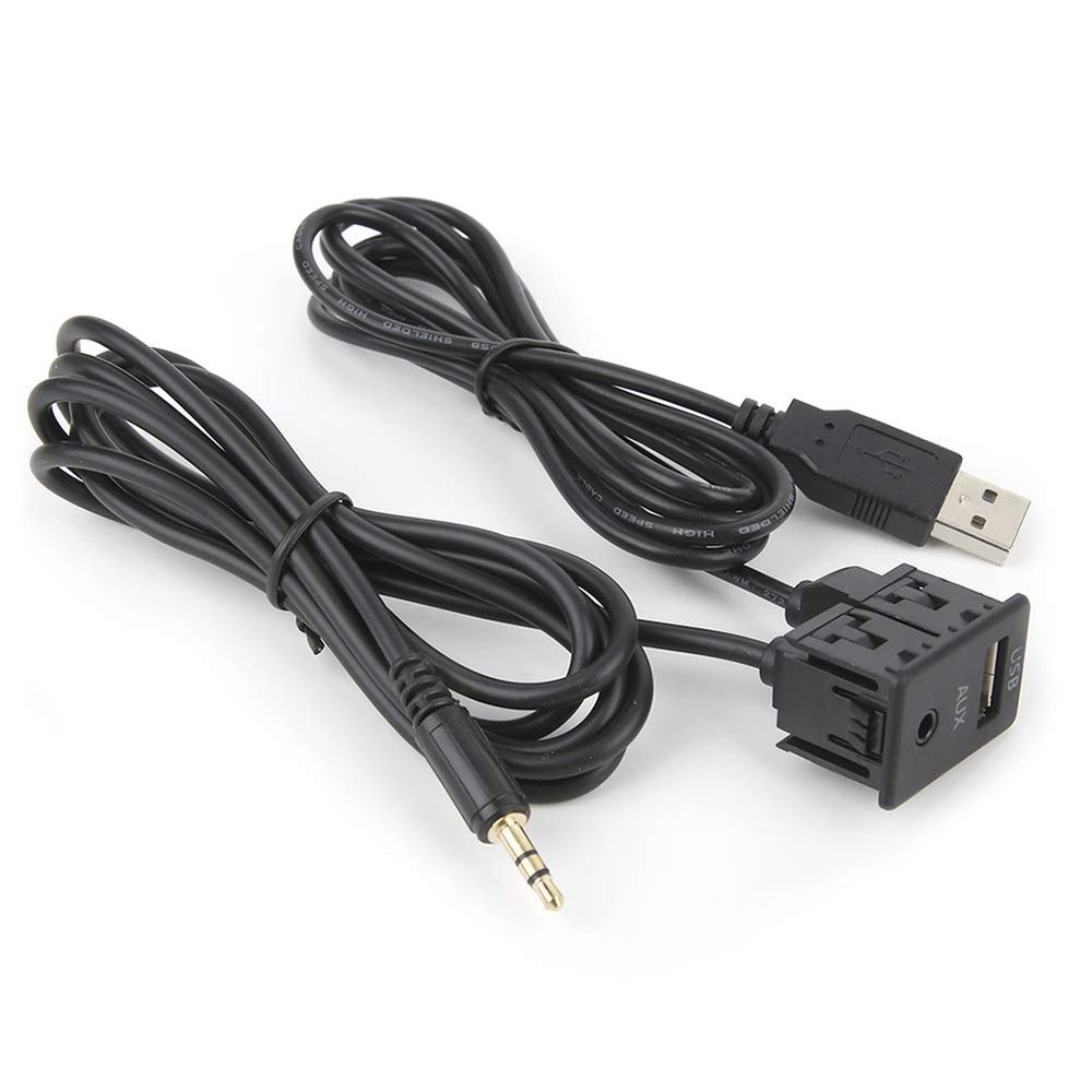 Car AUX USB Cable,AUX Embedded Installation USB Port Headphone Jack Panel Mounting 3.5mm AUX Extension Cable Adapter Flush Mount for Car Boat