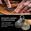 VogDuo Italy Genuine Leather Case for AirTag, keyring wrist lanyard Holder Protect Cover Scratch Resistance (Tan) view 3