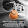 VogDuo Italy Genuine Leather Case for AirTag, keyring wrist lanyard Holder Protect Cover Scratch Resistance (Tan) view 4