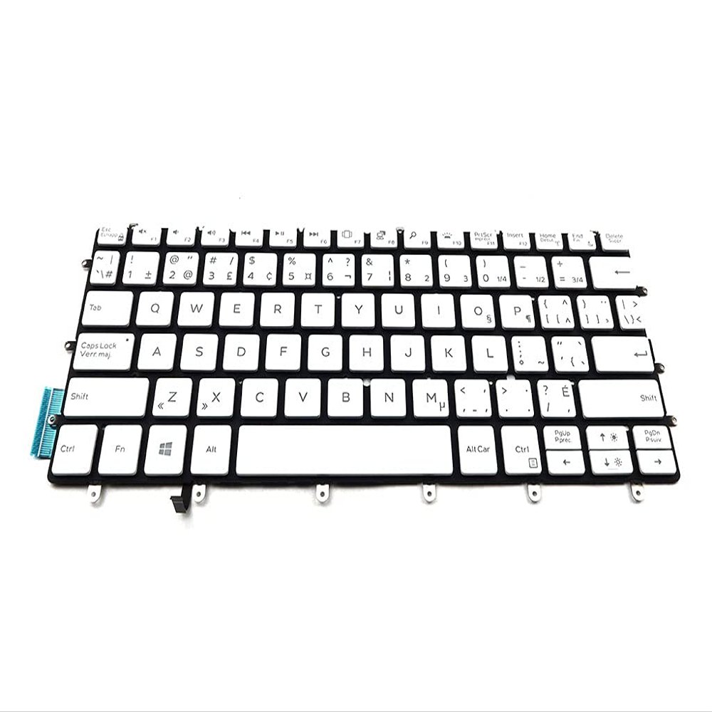 White Backlit Canadian Laptop Keyboard N3NG0 0N3NG0 CN-0N3NG0 Compatible Replacement Spare Part for Dell XPS 13 9370 Series