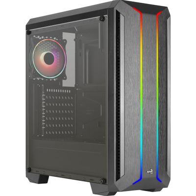 Aerocool SKYLINEV2BK, PC ATX Case, Dual Front Panel LED ARGB, ARGB 12cm Fan, Black