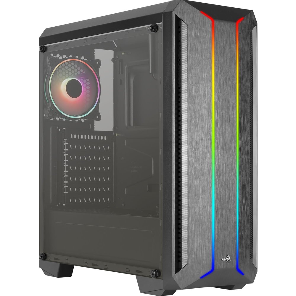 Aerocool SKYLINEV2BK, PC ATX Case, Dual Front Panel LED ARGB, ARGB 12cm Fan, Black