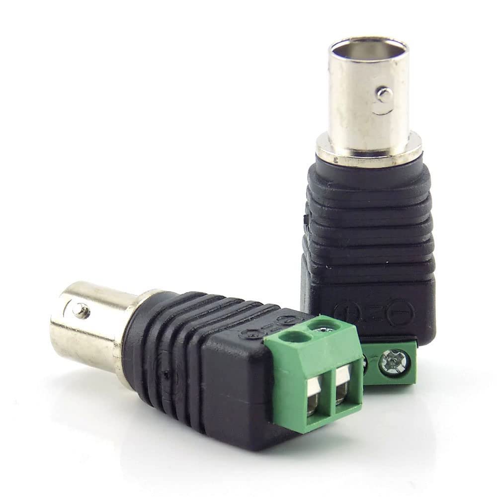 bnc Connector DC BNC Male Female Connector Coax CAT5 Video Balun Adapter Plug for Led Strip Lights CCTV Camera Accessories (2pcs BNC Female)