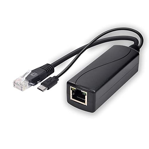 HKBTM Active PoE Splitter 802.3af/at Standard Compliant 100Mbps Gigabit Power Over Ethernet Splitter Adapter for Security IP Camera CCTV Surveillance Device (5V3A MicroUSB (Gigabit))