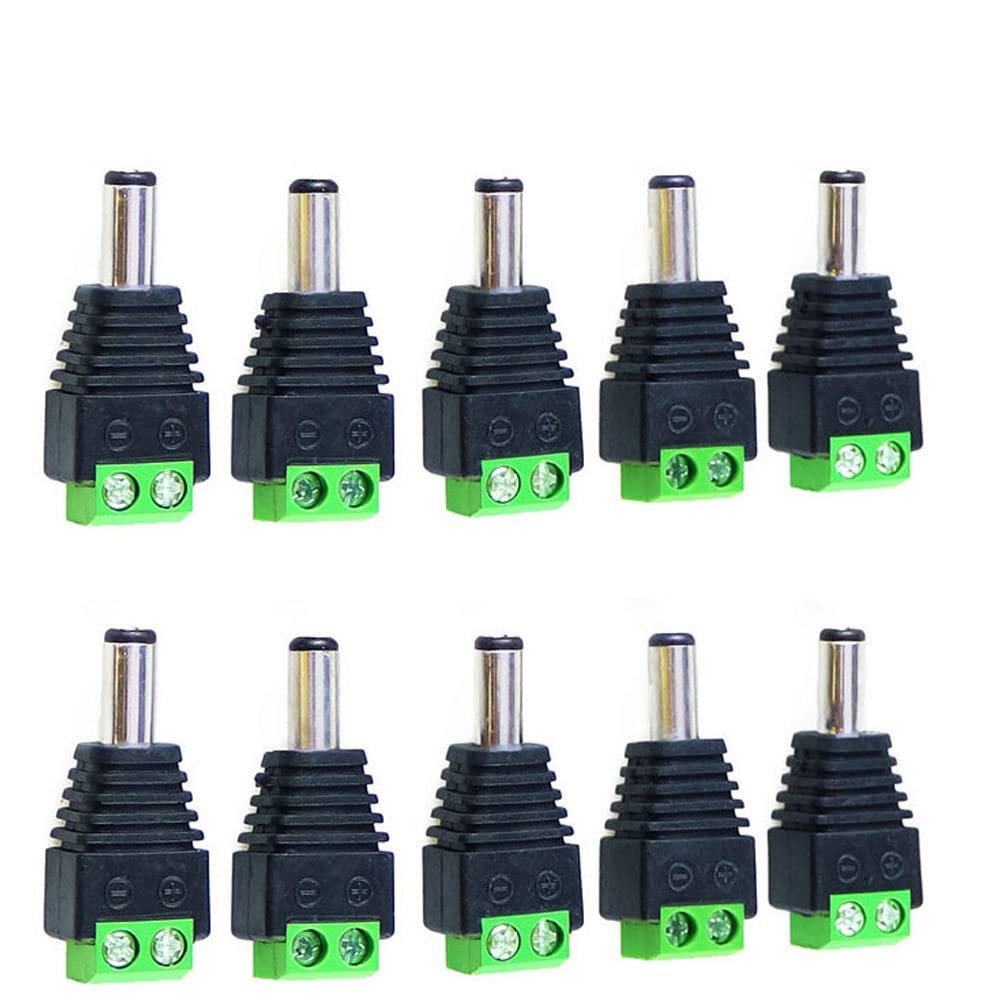 bnc Connector DC BNC Male Female Connector Coax CAT5 Video Balun Adapter Plug for Led Strip Lights CCTV Camera Accessories (10pcs DC Male)