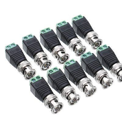bnc Connector DC BNC Male Female Connector Coax CAT5 Video Balun Adapter Plug for Led Strip Lights CCTV Camera Accessories (10pcs BNC Male)