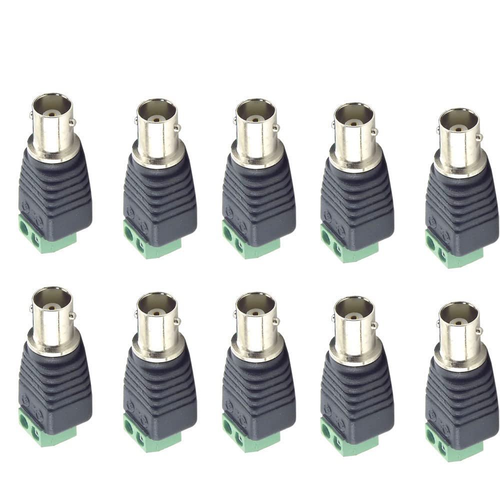 bnc Connector DC BNC Male Female Connector Coax CAT5 Video Balun Adapter Plug for Led Strip Lights CCTV Camera Accessories (10pcs BNC Female)