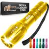 GORILLA GRIP Powerful LED Tactical Flashlight, 750 FT High Lumens 5 Adjustable Modes, Water Resistant, Ultra Bright Zoom Flashlights, Small Mini Flash Light, Camping, Night Dog Walking, Gold view 1
