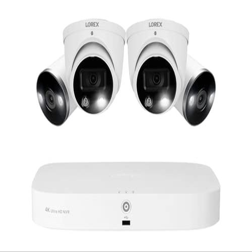 Lorex N4K2SD-84WBD-1 8 Channel Surveillance System w/ N843A82 2TB 4K NVR and 4 Smart Deterrence Audio Bullet and Dome Cameras