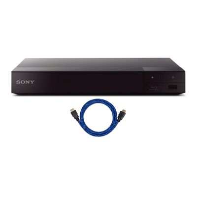 Sony 4K Upscaling 3D Streaming Blu-Ray Disc Player (Black) Bundle with Nylon-Braided HDMI Cable (2 Items)