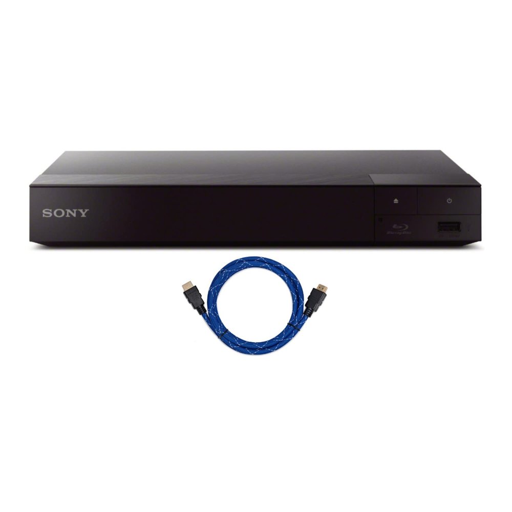 Sony 4K Upscaling 3D Streaming Blu-Ray Disc Player (Black) Bundle with Nylon-Braided HDMI Cable (2 Items)