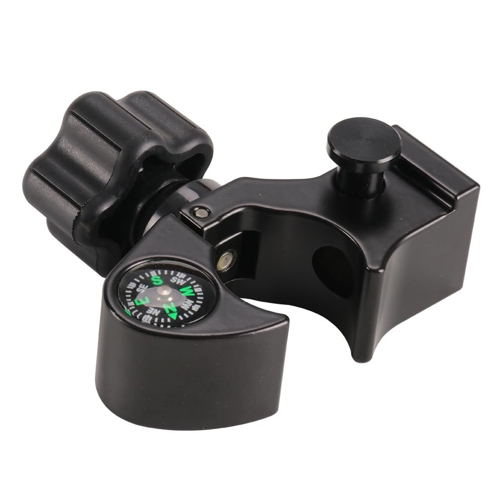 DMITER Aluminum Data Collector Holder  Quick Release Clamps Open Clamp Bracket with Compass, GNSS Accessory Pole Clamp for 32mm/1.25" Poles, T-Style Claw Type Holder for GPS Surveying Equipment