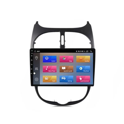 WDXSFR 9 Inch Double Din Car Stereo Touch Screen MP5 Multimedia Player for Peugeot 206 2004-2008 with GPS Support Carplay/DSP/FM/AM/Bluetooth/Mirror Link/Backup Camera Input,Quad core,1G+16G