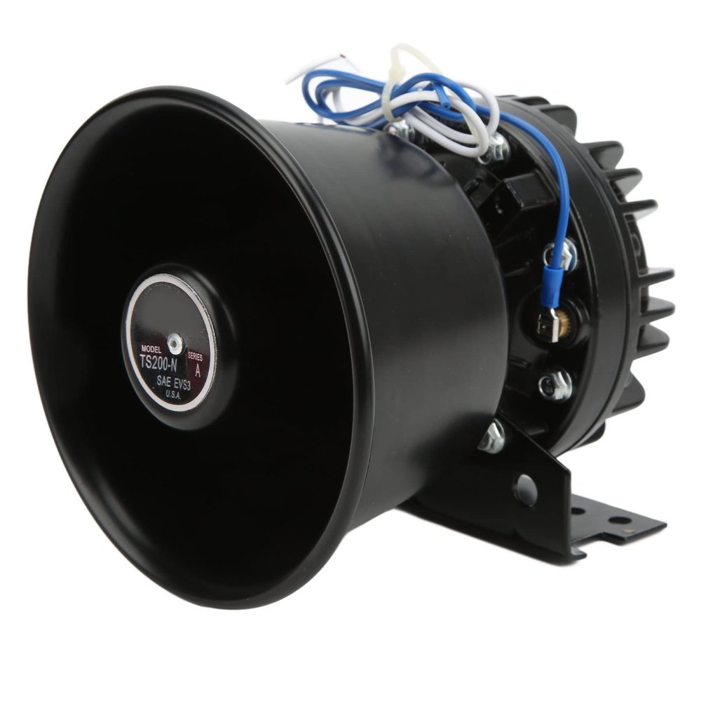Qiilu High Performance Siren Speaker Warning Siren Speaker 200W 130dB Emergency Alarm Cone Car Horn for Truck Ambulance Road Traffic