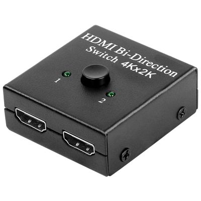 GELRHONR HDTV Switcher, 4K HDTV Splitter 2 Ports Bi-Direction Manual Switch 2 x 1/1 x 2 Passthrough,No External Power Required Supports Ultra HD 4K 3D 1080P for TV Box,DVD,Display,Monitor