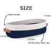 Oradrem Set of 2 Toilet Basket,Woven Storage Basket for Toilet Tank Top Farmhouse Home Decor Organizing Baskets 13"x5.9"x4" Navy Stitching White view 3