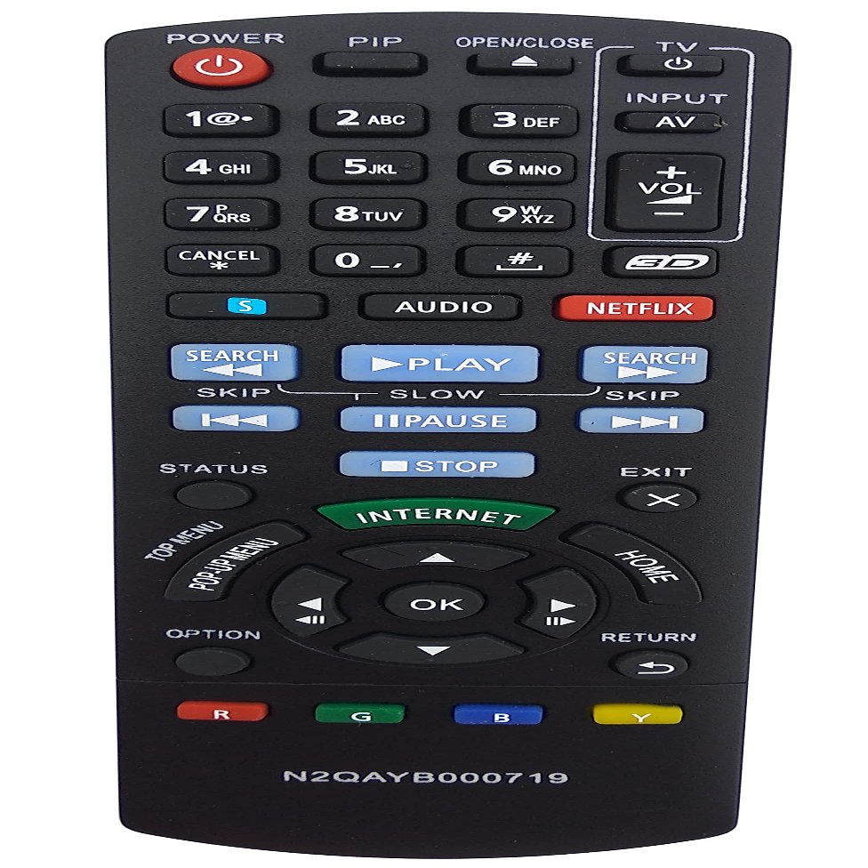Universal Remote Compatible for Panasonic N2QAYB000719 DMP-BDT220 DMP-BDT120 DMP-BDT221 DMP-BDT320 DMP-BDT500 DMP-BD75 SC-BT35 Blu-Ray DVD Player Remote Control