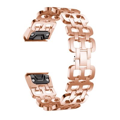 Quick release strap For Garmin Fenix 6X 6XPro 5X 5XPlus watch band For Fenix 3 HR/Descent Mk1 bracelet Stainless steel Wristband (Color : Rose Gold, Size : 26mm Descent Mk1)