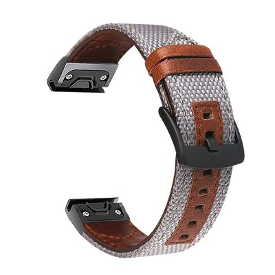 CZKE 22 20 26mm Quick Release EasyFit smart for Garmin Fenix 6X 6 Pro 5 5X 5S Plus 3 HR Canvas Strap for Forerunner 935 945 Watchband (Color : Grey, Size : Forerunner 935 945)