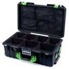Black & Lime Green Pelican 1535 Air case. with TrekPak Dividers & lid Organizer. view 1