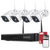 Wireless Security Camera System,Firstrend 5MP Security System Wireless with 4 CCTV Cameras Ultra HD Two Way Audio 8CH DVR 2TB Hard Drive Night Vision Motion Alarm APP for Home Indoor Outdoor view 1