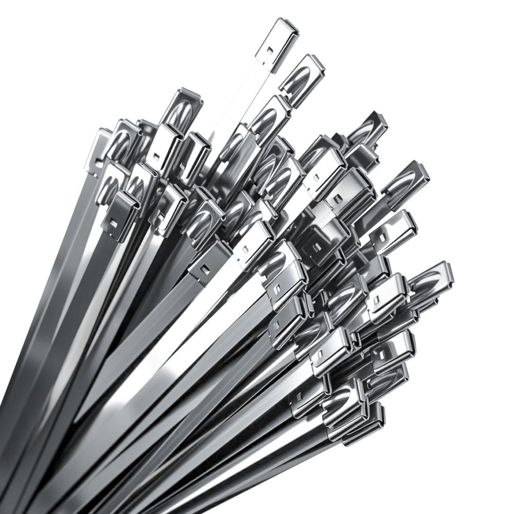 Stainless Steel Zip Ties 100PCS 11.8 Inch Heavy Duty Metal Self Locking Cable Ties for Chain Link Fence, Exhaust Wrap, Thermal Insulation, Outdoor, Industrial Use