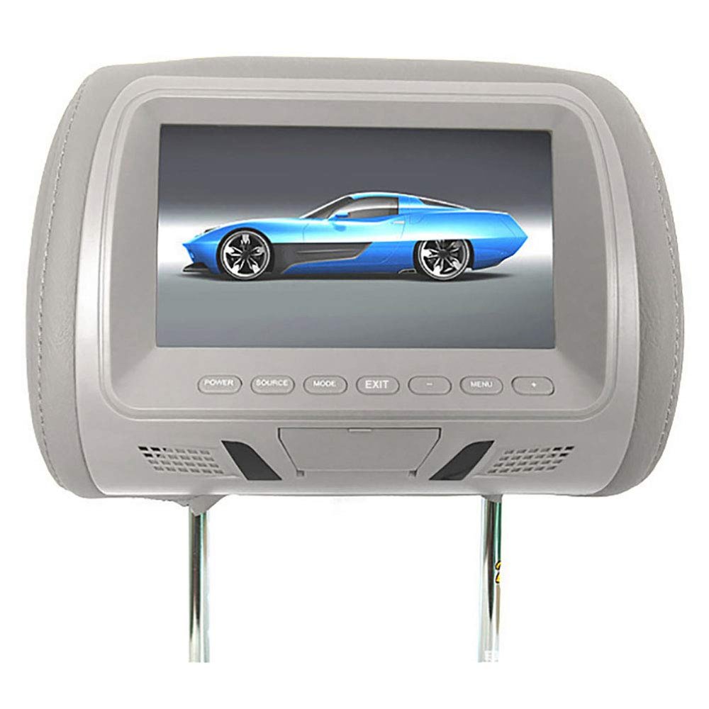 Universal Car Headrest Monitor - 7 Inch Adjustable Car Rear Seat Multi-Media Player Entertainment Display Screens Monitor for DVD Player and Video Games Grey