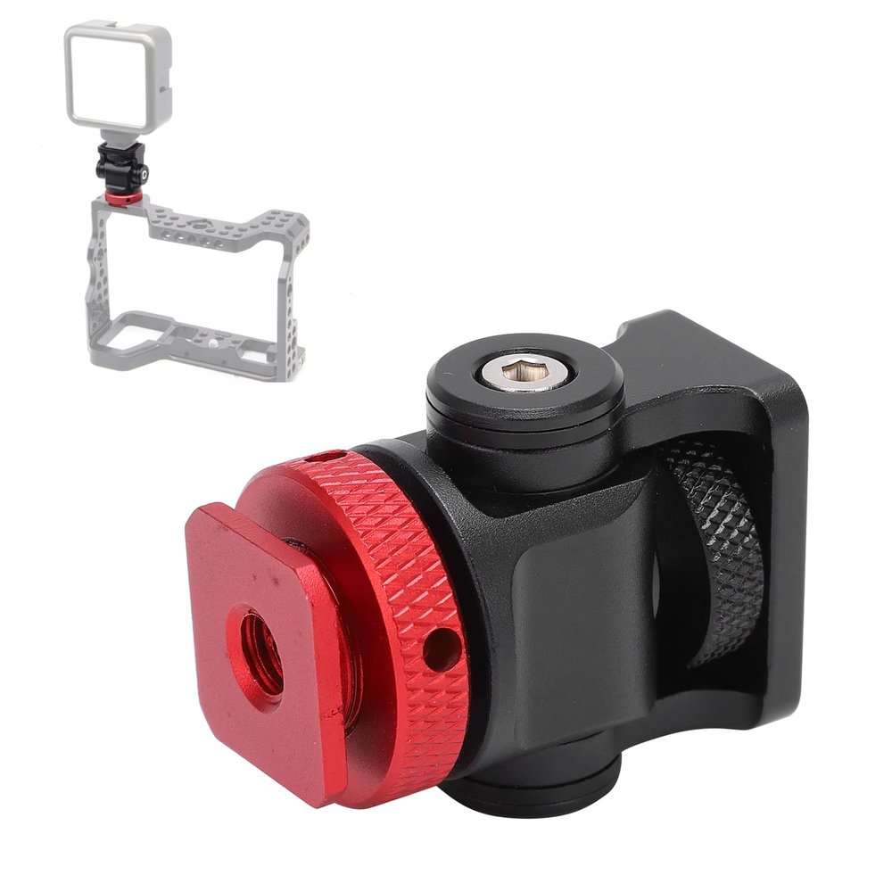 Mini Cold Shoe Adapter, Aluminum Alloy Monitor 360Ball Head Tripod Cold Shoe Mount Adapter, 1/4 Inch Screw for SLR Camera(red)