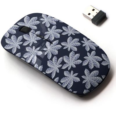 2.4G Wireless Mouse with Cute Pattern Design for All Laptops and Desktops with Nano Receiver - Chestnut Leaves Zentangle