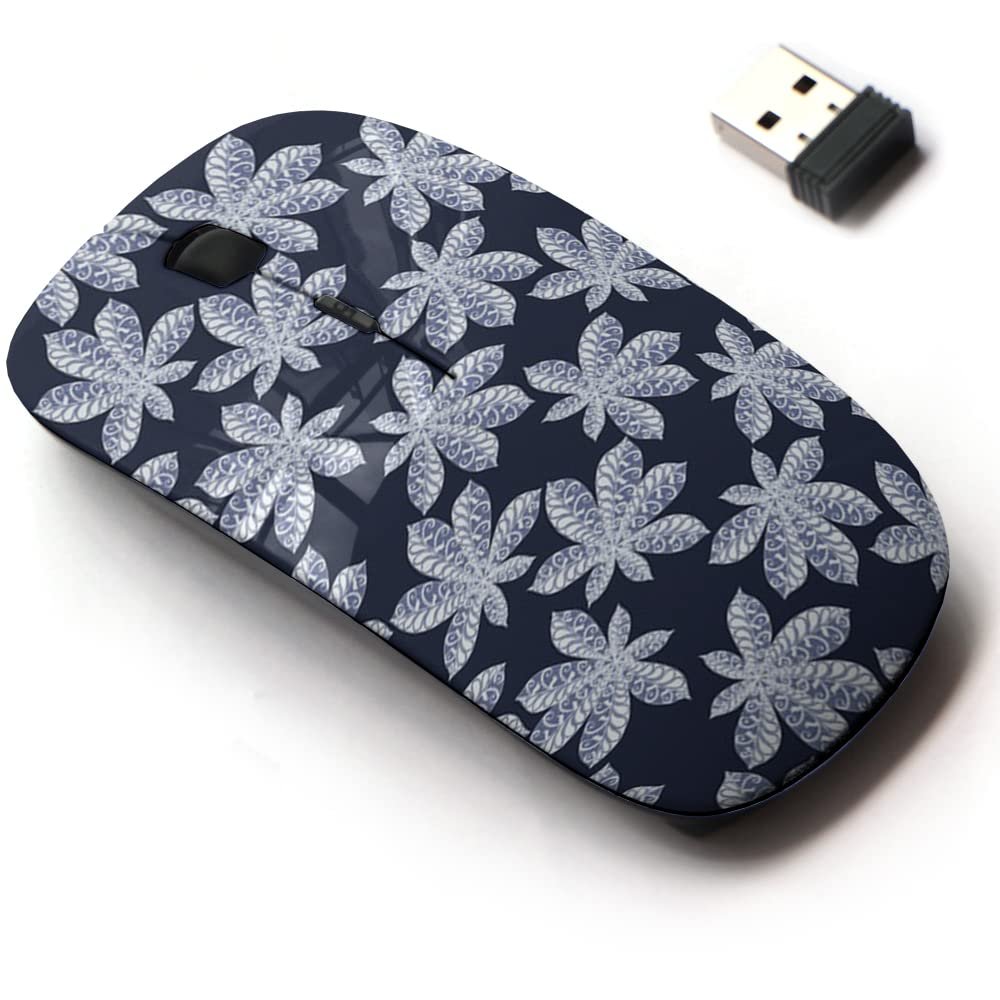2.4G Wireless Mouse with Cute Pattern Design for All Laptops and Desktops with Nano Receiver - Chestnut Leaves Zentangle
