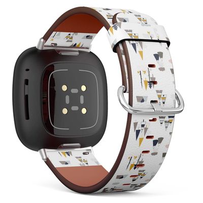 CJBROES Replacement Leather Watch Band, Compatible with Fitbit Versa 3 and Fitbit Sense of Wristband Bracelet Accessory - Tribal Trees