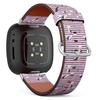 CJBROES Replacement Leather Watch Band, Compatible with Fitbit Versa 3 and Fitbit Sense of Wristband Bracelet Accessory - Vintage Striped French Bulldogs view 1