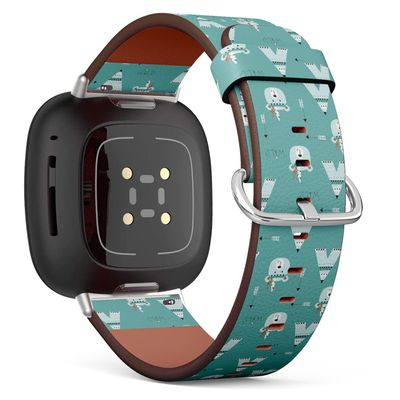 CJBROES Replacement Leather Watch Band, Compatible with Fitbit Versa 3 and Fitbit Sense of Wristband Bracelet Accessory - Indian Bears wigwams