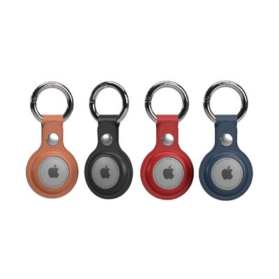 TalkWorks AirTag Cases 4-Pack - Basic Silicone AirTag Holder Keychain - Protective Cover for Apple AirTags for Luggage Finder, Locating Keys, Pet Collar Tracker, and More - Pink, White, Black, Navy