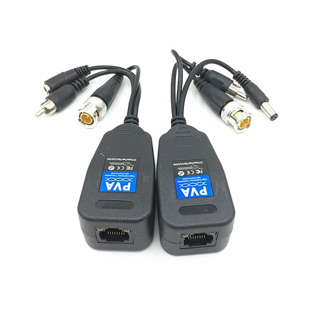 8MP HD BNC Video Power Balun Audio to RJ45 Connector HD-CVI/TVI/AHD Transceiver for CCTV Security Surveillance Camera System (4 Pair)