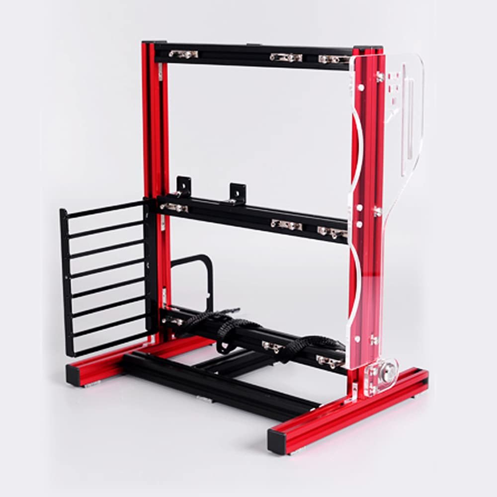 ATX Motherboard Test Bench Open Air Frame Computer Case Mining Rig Frame Aluminum Bracket with 7 PCI Extension Slots Board Overclocking Heat Dissipation GPU Support, Red