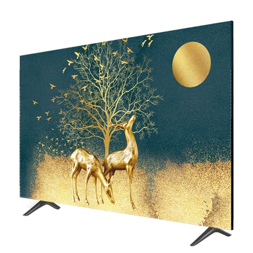 32-80 Inches TV Cover for LCD LED, Polyester Dust Proof TV Screen Protector Indoor Living Room Decoration Dust Cover with Painting Printing/TV Cover / 55inch