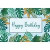 OERJU 12x8ft Happy Birthday Photography Backdrop Green Palm Tree Leaves Tropical Plants Background Jungle Safari Birthday Party Banner Baby Shower Party Decor Photo Booth Studio Props view 1