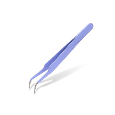 HANRUO Tweezers Bend+Straight New Stainless Steel Industrial Anti-Static Cross Tweezers Sewing Accessories Tools (Color : Bend Purple)
