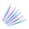 HANRUO Tweezers Bend+Straight New Stainless Steel Industrial Anti-Static Cross Tweezers Sewing Accessories Tools (Color : Straight Purple) view 2
