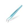 HANRUO Tweezers Bend+Straight New Stainless Steel Industrial Anti-Static Cross Tweezers Sewing Accessories Tools (Color : Bend Blue) view 1