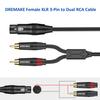 DREMAKE Dual RCA Male to XLR Female Audio Unbalanced Cable 3FT, Female XLR 3-Pin to Double RCA Male Plug Y Splitter Patch Cord, XLR Female to Dual RCA Stereo Adapter Mic Cable view 4