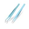 HANRUO Tweezers Bend+Straight New Stainless Steel Industrial Anti-Static Cross Tweezers Sewing Accessories Tools (Color : Blue 1 Set) view 1
