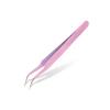 HANRUO Tweezers Bend+Straight New Stainless Steel Industrial Anti-Static Cross Tweezers Sewing Accessories Tools (Color : Bend Pink) view 1